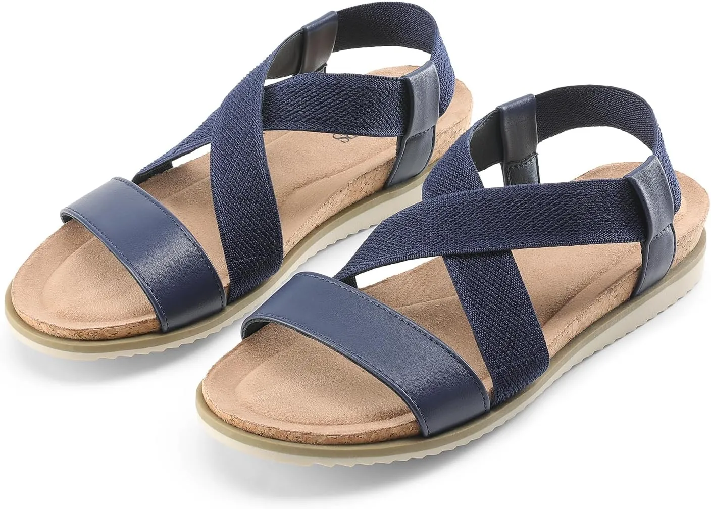 DREAM PAIRS Women's Comfortable Low Wedge Sandals, Open Toe Slip On Strappy Flat Sandals Light-weight Summer Shoes