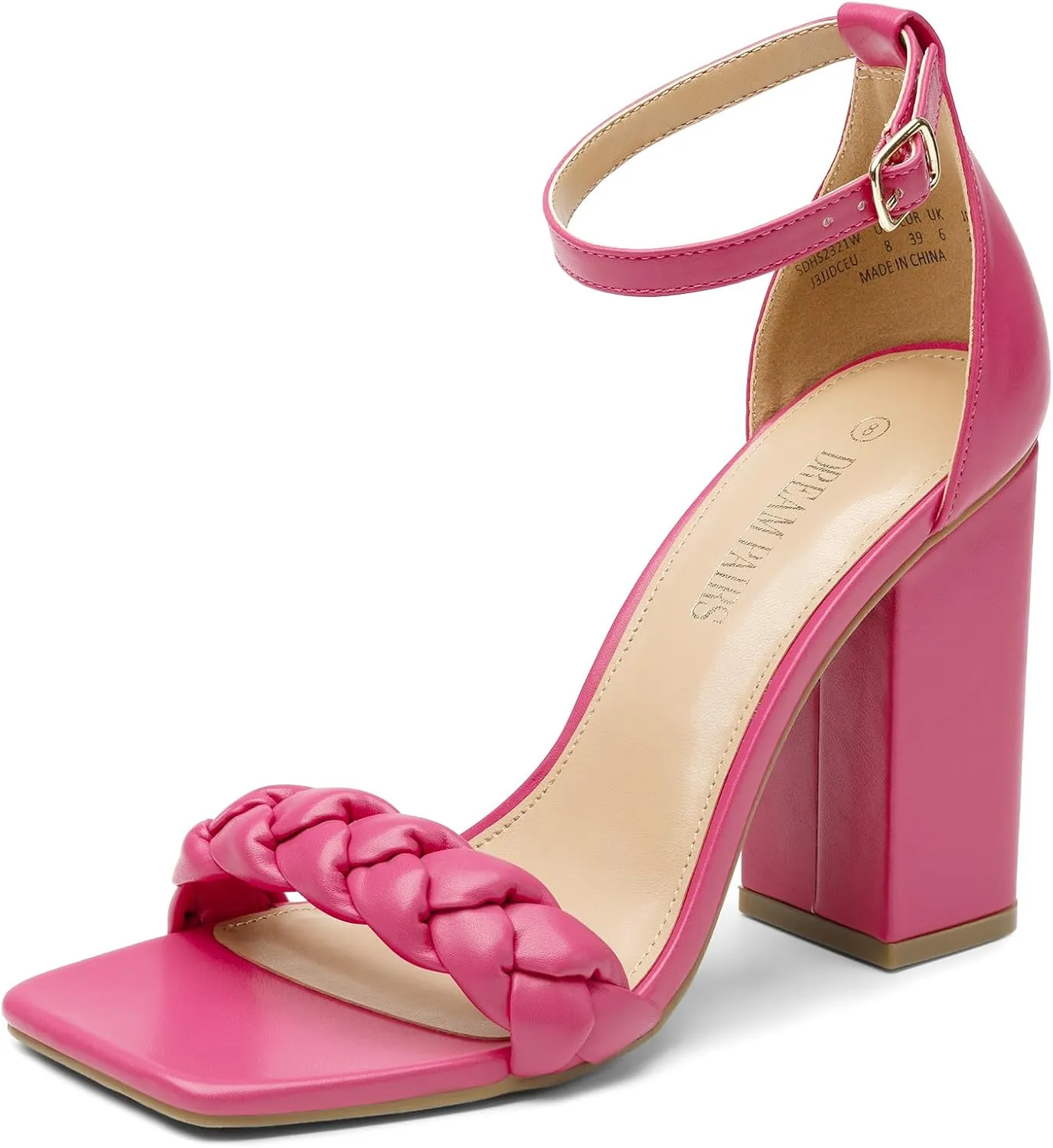DREAM PAIRS Women's Heels for Women Braided Open Toe Ankle Strap High Block Chunky Heel Sandals Party Wedding Dress Pumps Shoes