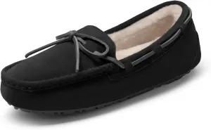 DREAM PAIRS Women's House Slippers Indoor Outdoor Moccasin Fuzzy Fluffy Furry Loafers Suede Leather Warm Shoes