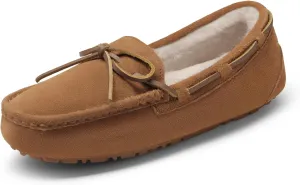 DREAM PAIRS Women's House Slippers Indoor Outdoor Moccasin Fuzzy Fluffy Furry Loafers Suede Leather Warm Shoes