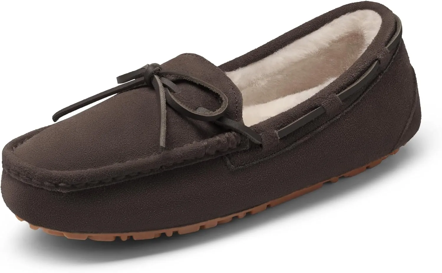 DREAM PAIRS Women's House Slippers Indoor Outdoor Moccasin Fuzzy Fluffy Furry Loafers Suede Leather Warm Shoes