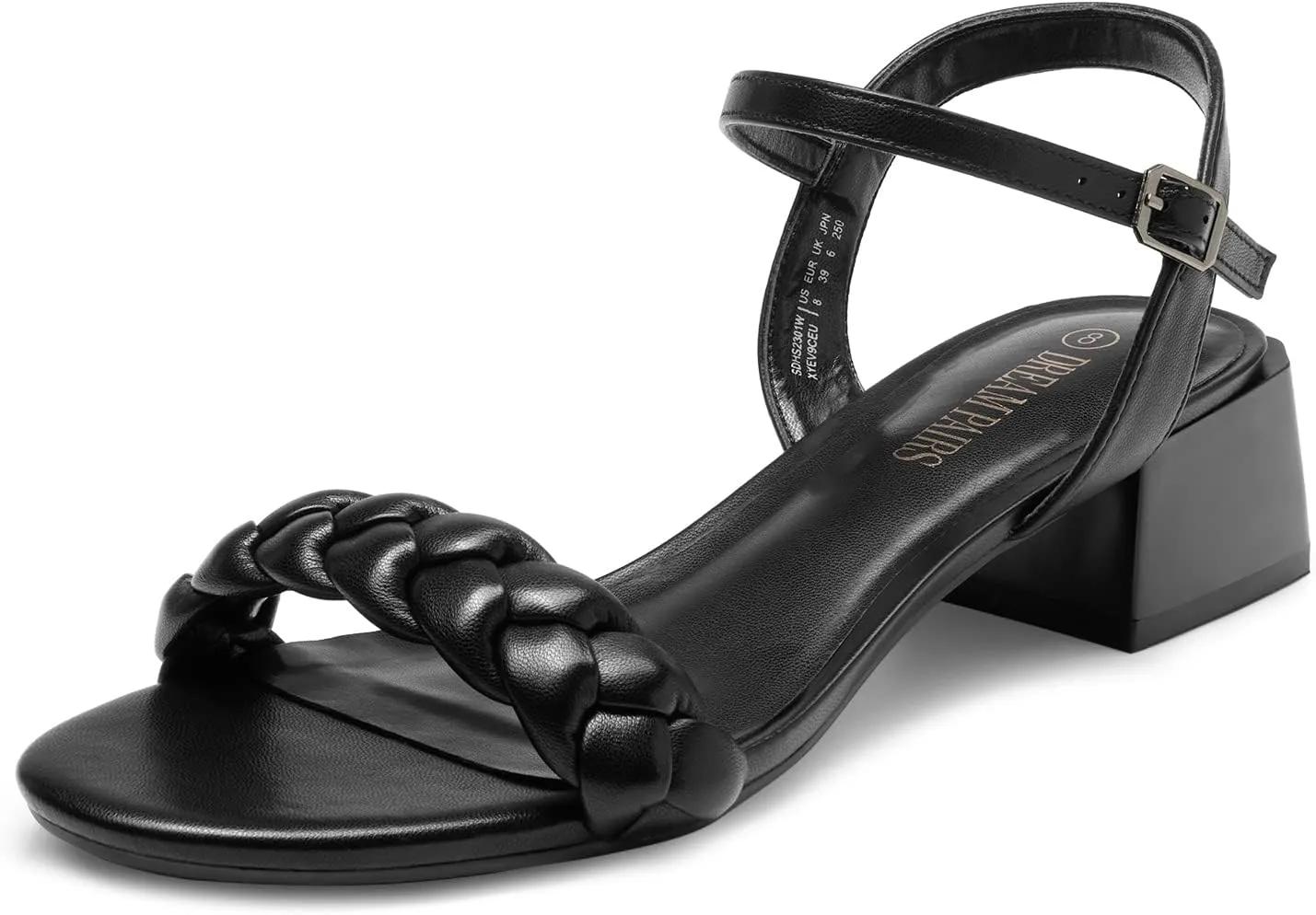 DREAM PAIRS Women's Low Heels for Women Braided Open Toe Ankle Strap Block Chunky Heel Sandals Holiday Party Wedding Dress Pumps Shoes