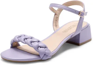DREAM PAIRS Women's Low Heels for Women Braided Open Toe Ankle Strap Block Chunky Heel Sandals Holiday Party Wedding Dress Pumps Shoes