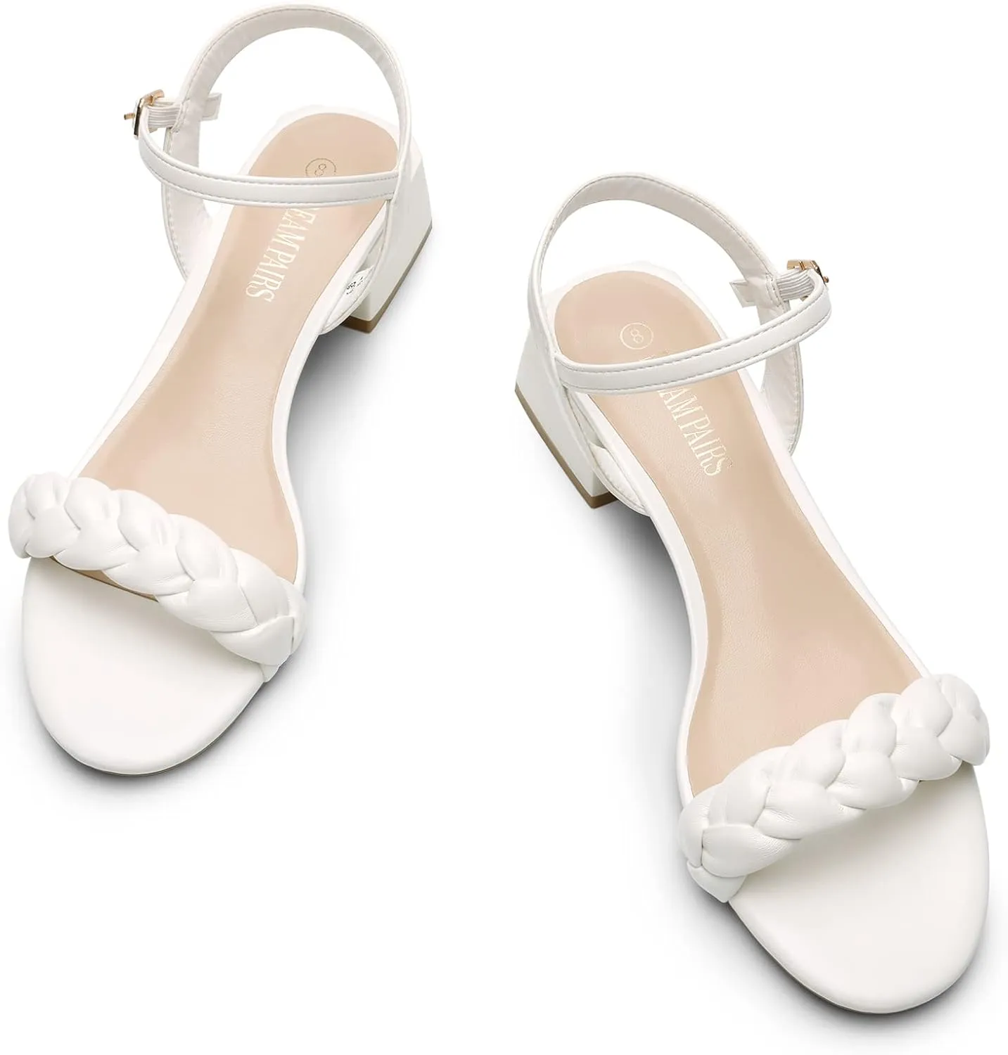 DREAM PAIRS Women's Low Heels for Women Braided Open Toe Ankle Strap Block Chunky Heel Sandals Holiday Party Wedding Dress Pumps Shoes