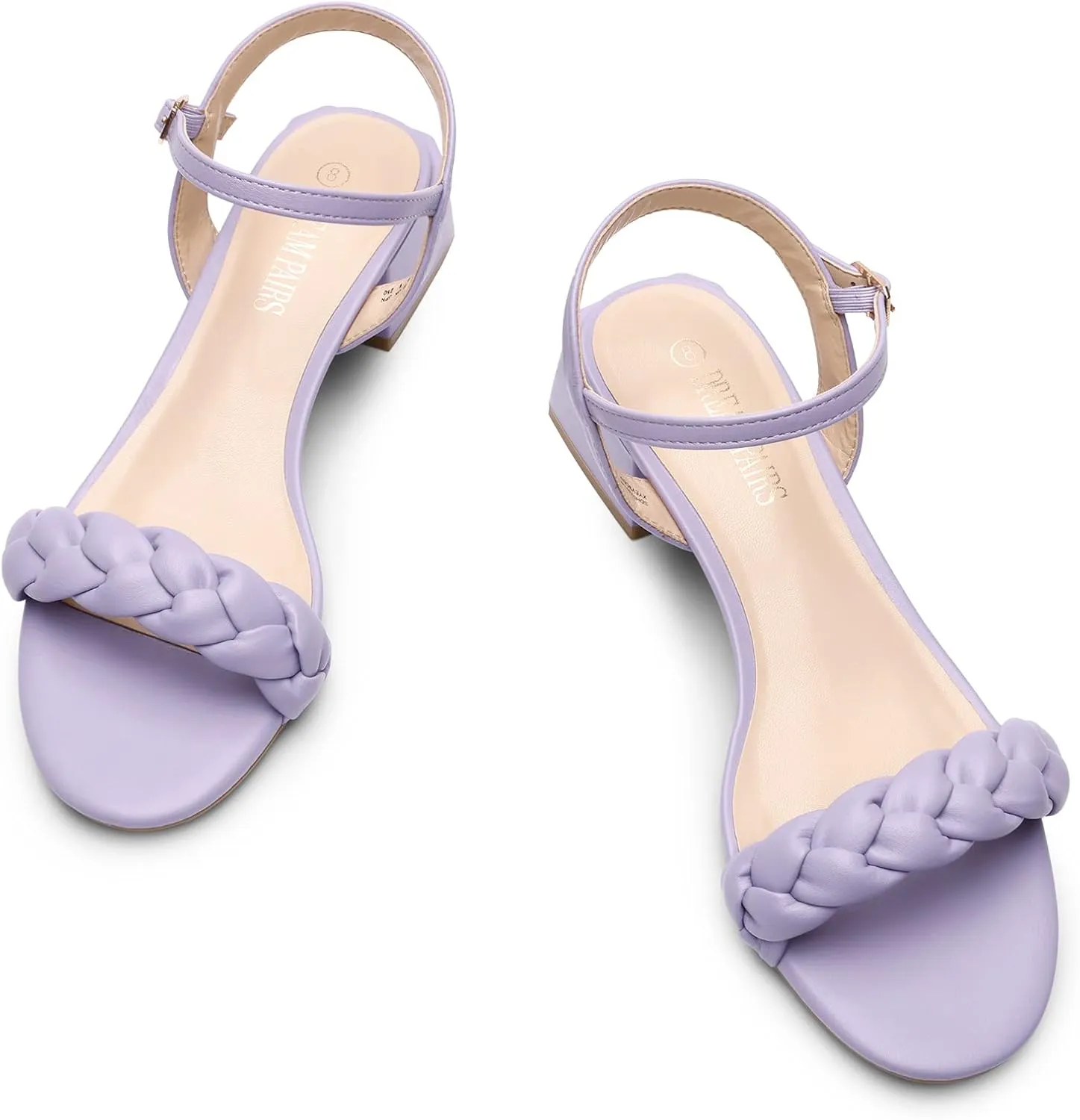 DREAM PAIRS Women's Low Heels for Women Braided Open Toe Ankle Strap Block Chunky Heel Sandals Holiday Party Wedding Dress Pumps Shoes