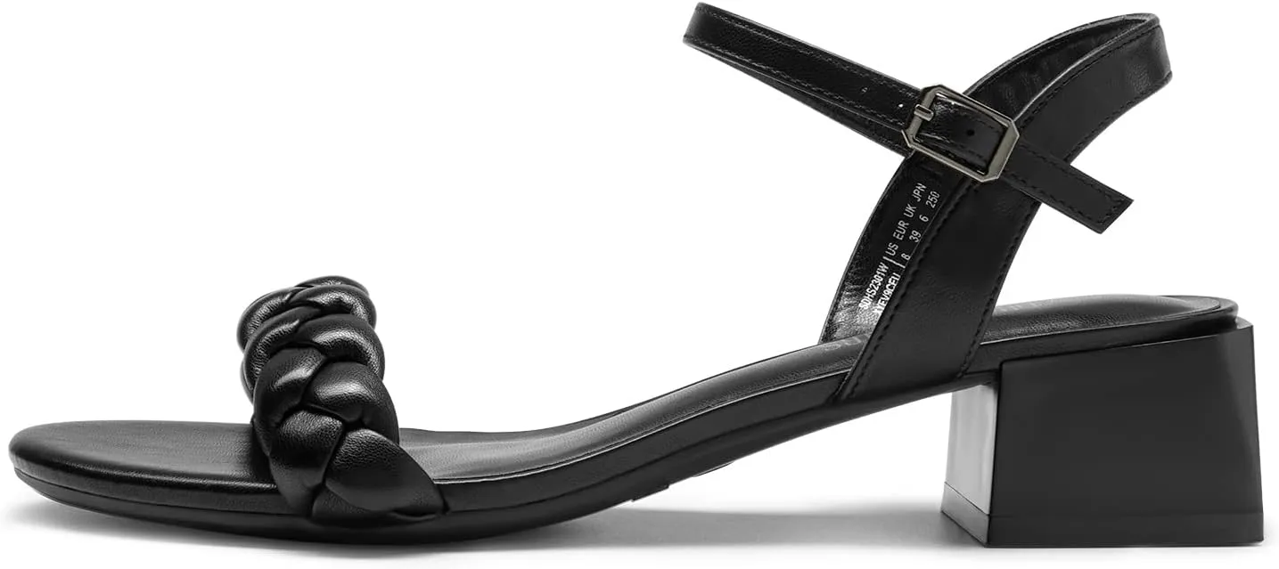 DREAM PAIRS Women's Low Heels for Women Braided Open Toe Ankle Strap Block Chunky Heel Sandals Holiday Party Wedding Dress Pumps Shoes