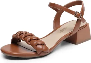 DREAM PAIRS Women's Low Heels for Women Braided Open Toe Ankle Strap Block Chunky Heel Sandals Holiday Party Wedding Dress Pumps Shoes