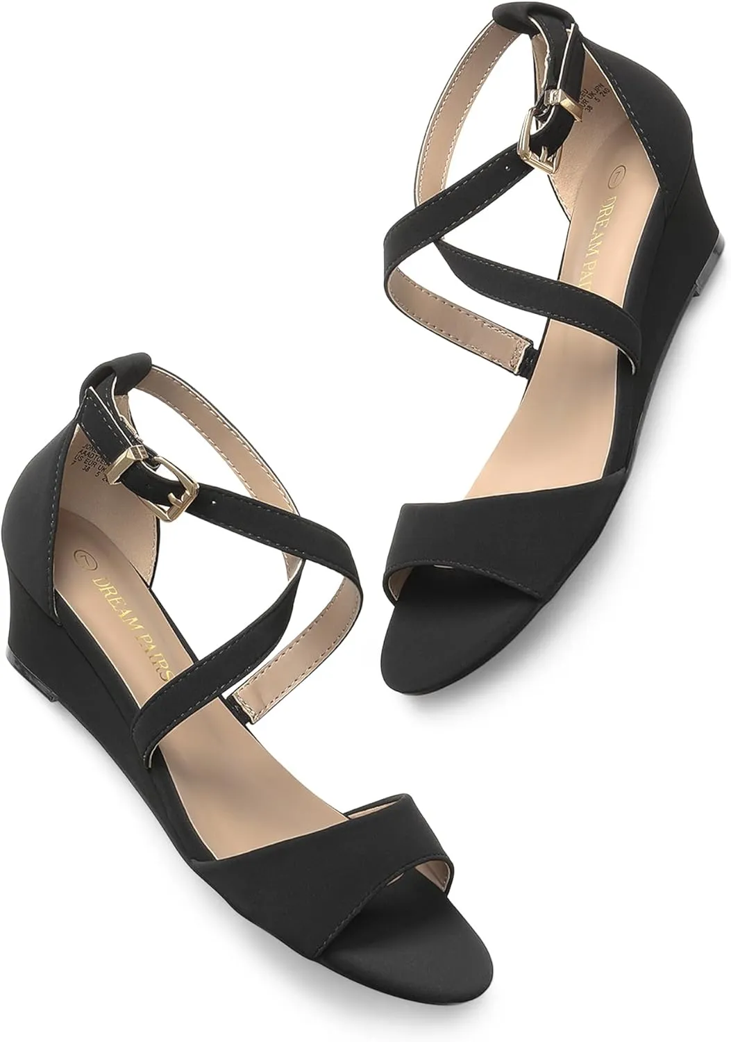 DREAM PAIRS Women's Low Wedge Sandals Ankle Strap Heel Sandal Open Toe Wide Dress Summer Shoes