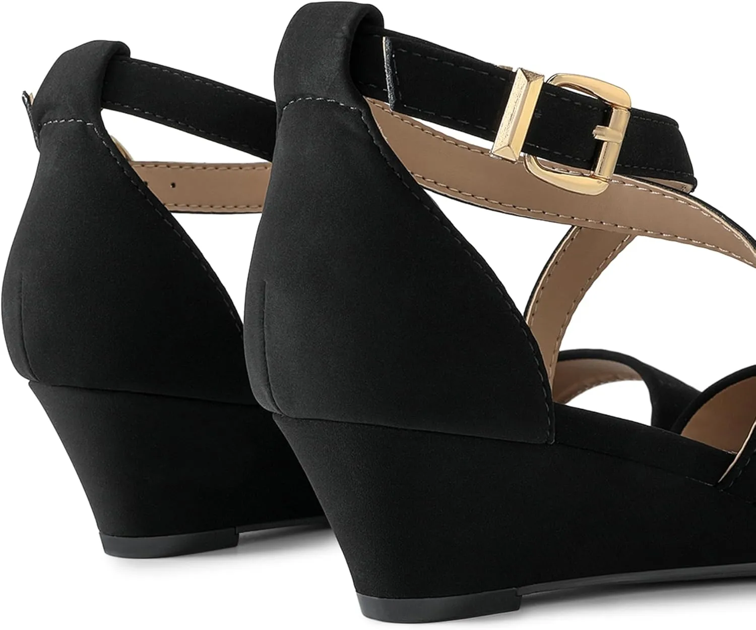 DREAM PAIRS Women's Low Wedge Sandals Ankle Strap Heel Sandal Open Toe Wide Dress Summer Shoes
