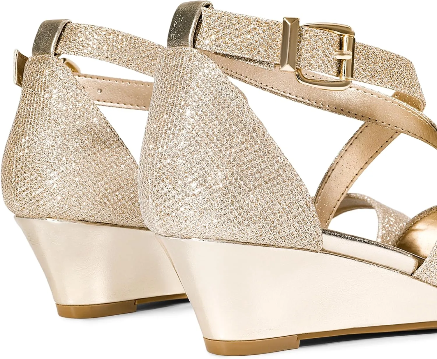 DREAM PAIRS Women's Low Wedge Sandals Ankle Strap Heel Sandal Open Toe Wide Dress Summer Shoes