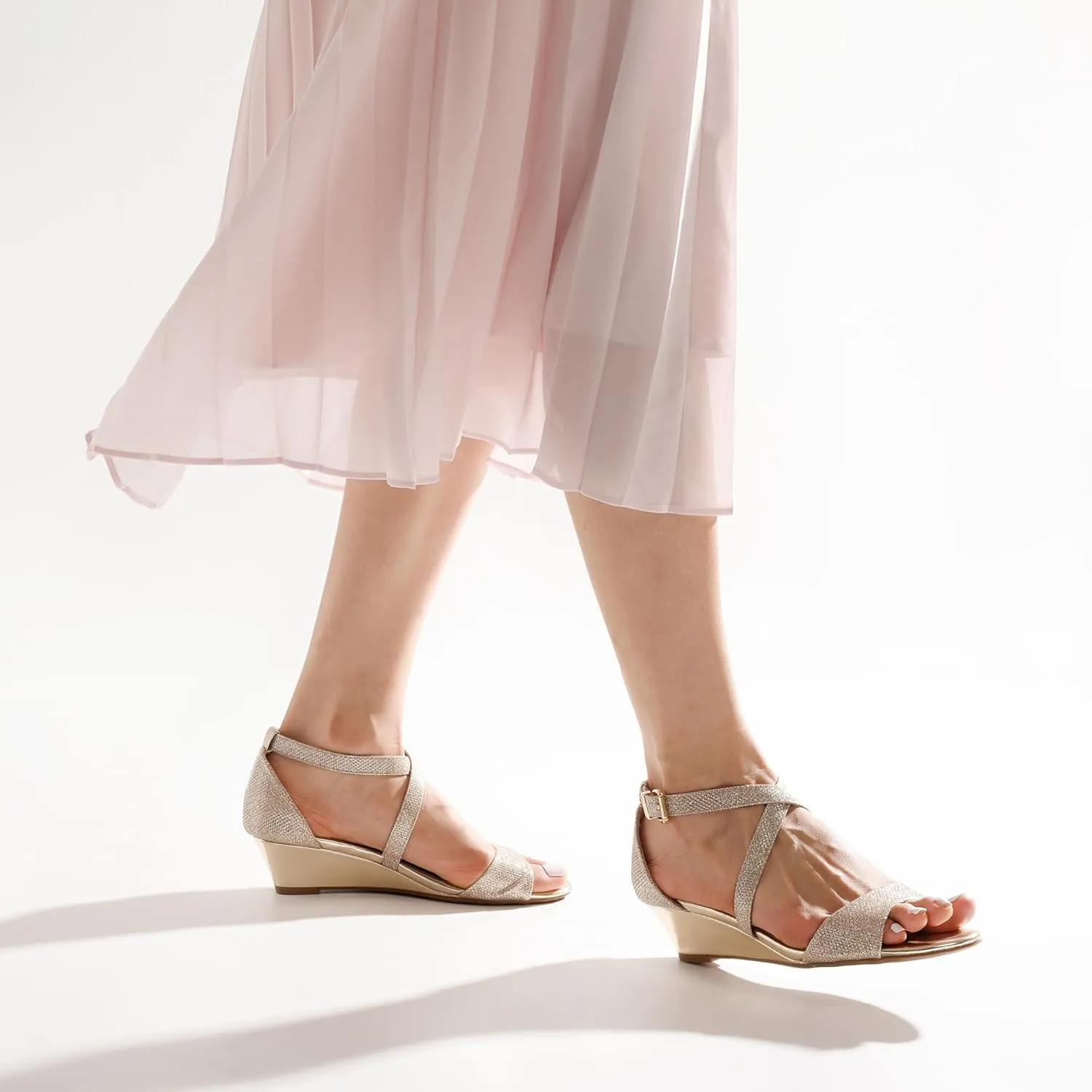 DREAM PAIRS Women's Low Wedge Sandals Ankle Strap Heel Sandal Open Toe Wide Dress Summer Shoes
