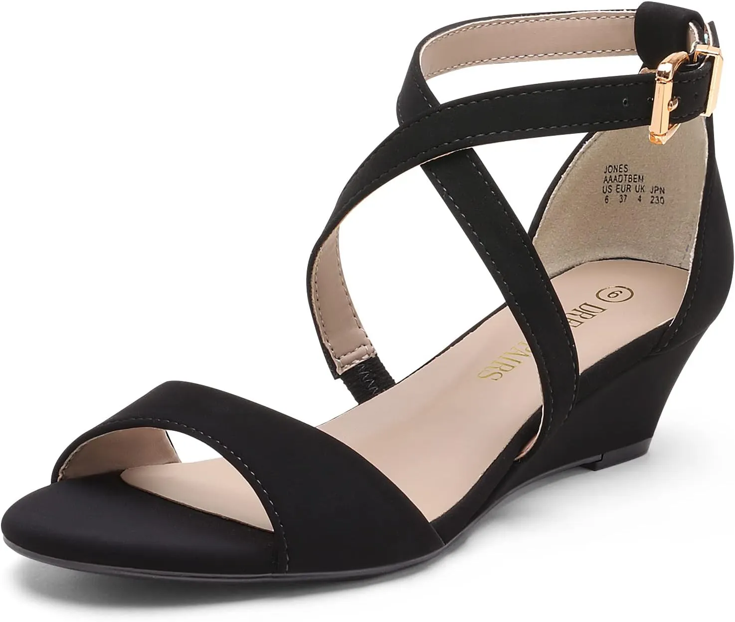 DREAM PAIRS Women's Low Wedge Sandals Ankle Strap Heel Sandal Open Toe Wide Dress Summer Shoes