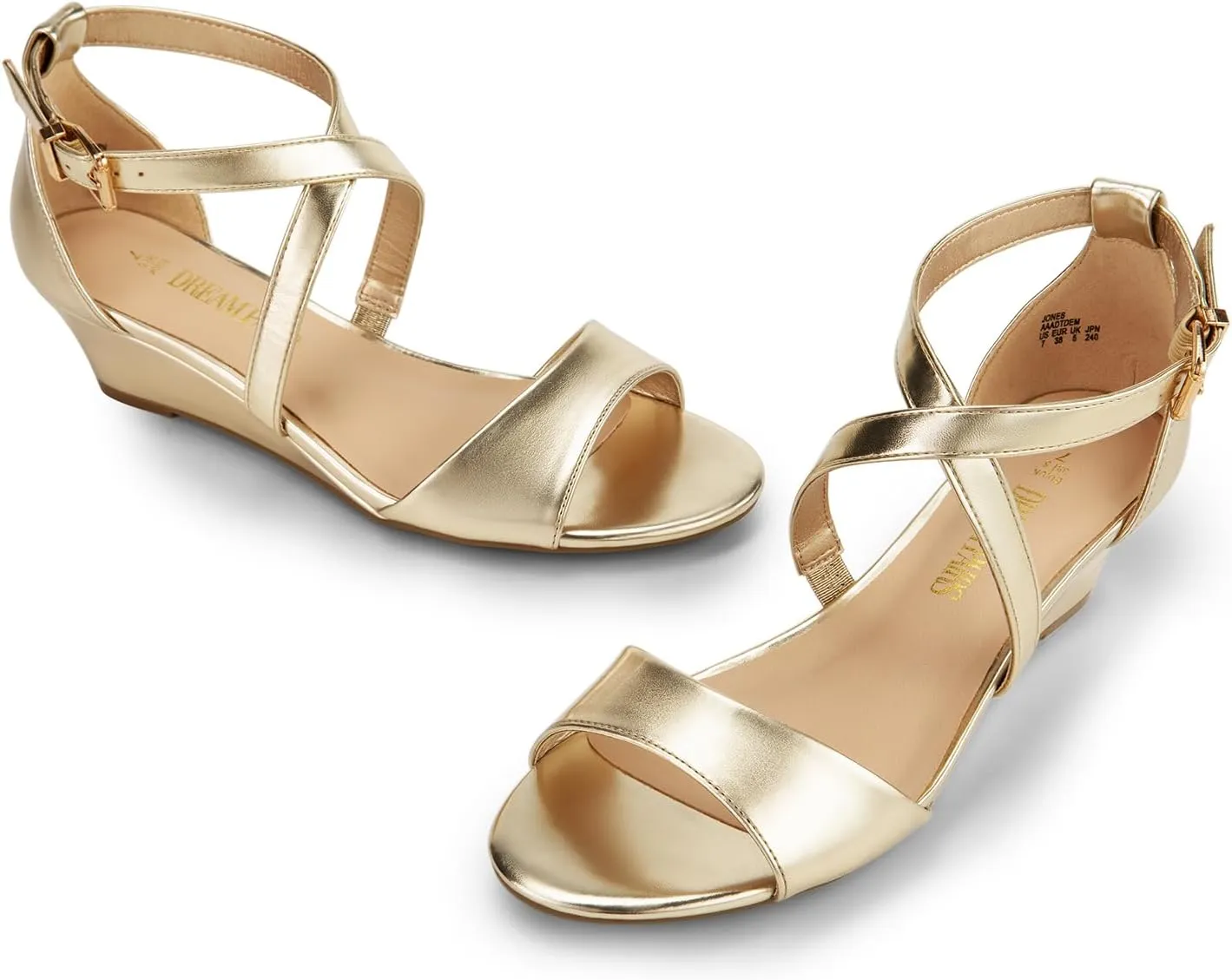 DREAM PAIRS Women's Low Wedge Sandals Ankle Strap Heel Sandal Open Toe Wide Dress Summer Shoes