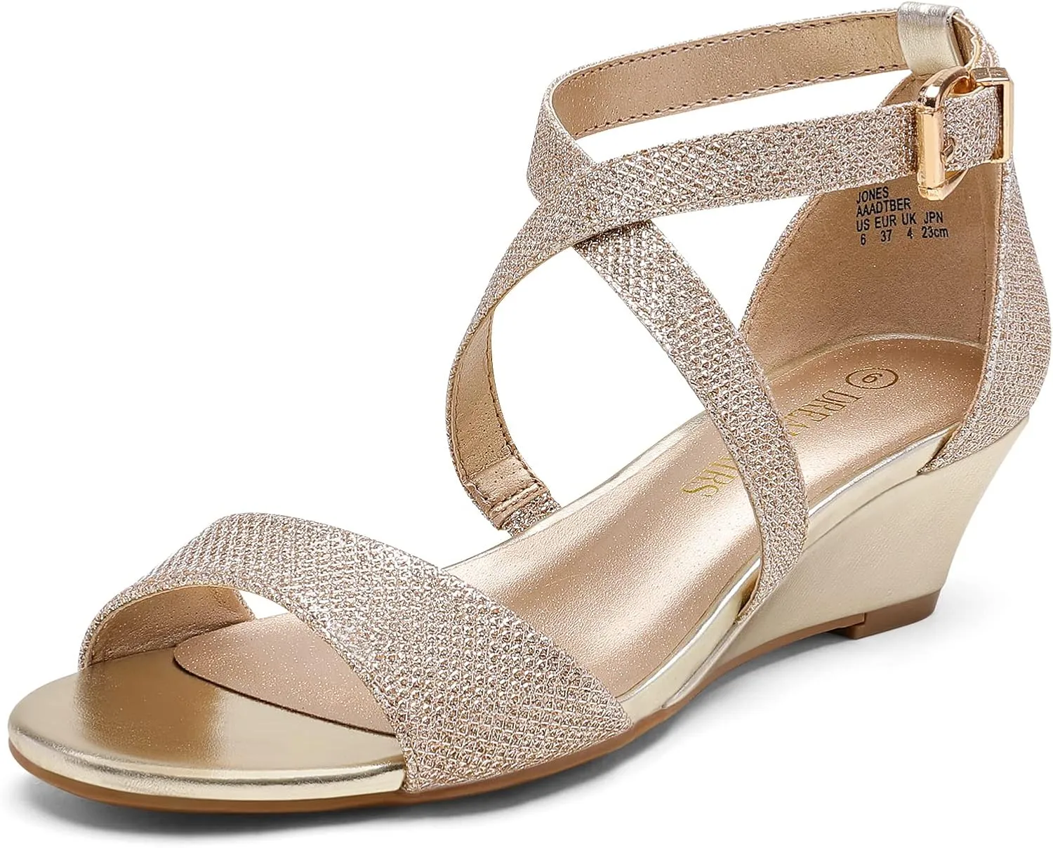 DREAM PAIRS Women's Low Wedge Sandals Ankle Strap Heel Sandal Open Toe Wide Dress Summer Shoes