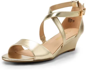 DREAM PAIRS Women's Low Wedge Sandals Ankle Strap Heel Sandal Open Toe Wide Dress Summer Shoes