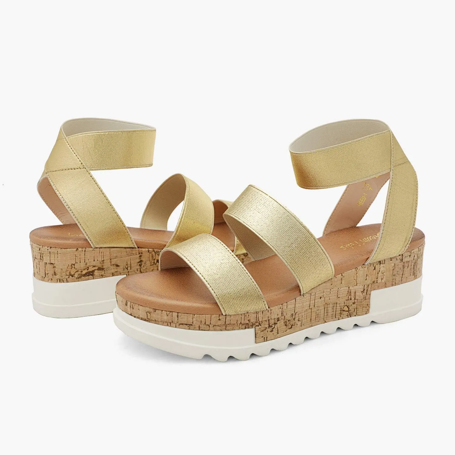 DREAM PAIRS Women's Open Toe Ankle Strap Casual Flatform Platform Wedges Sandals