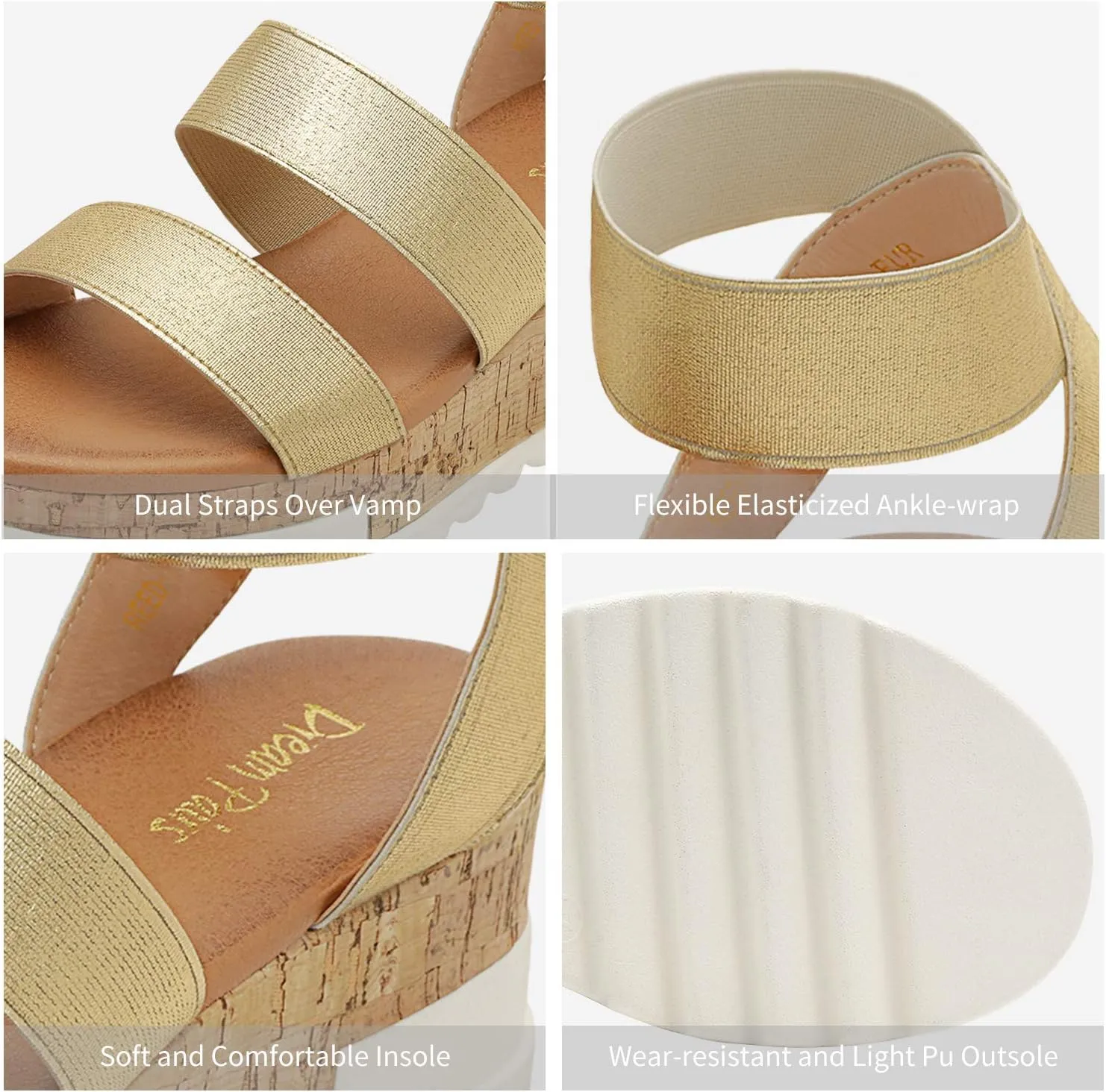 DREAM PAIRS Women's Open Toe Ankle Strap Casual Flatform Platform Wedges Sandals
