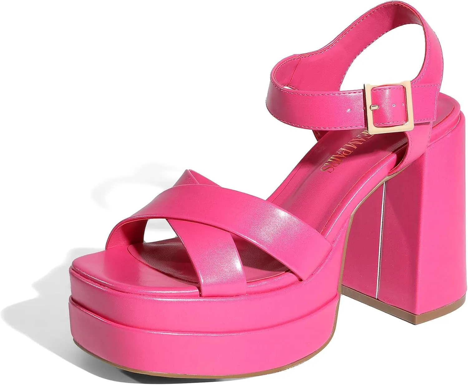 DREAM PAIRS Women's Platform Chunky Heels Square Open Toe Ankle Strap High Heeled Sandals Y2K Shoes for Party Brunch