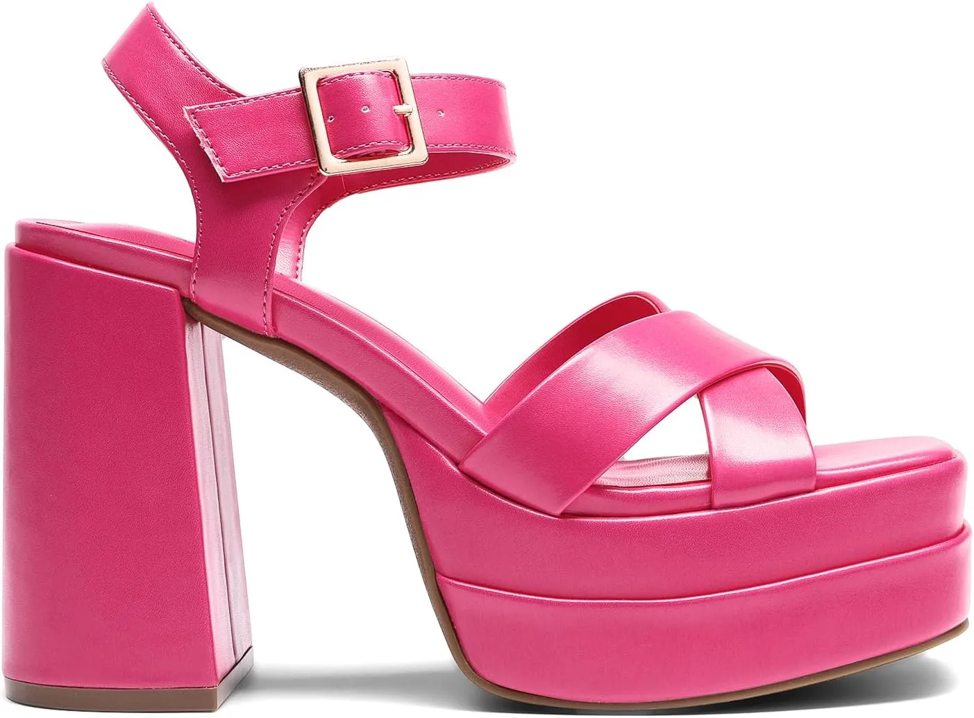 DREAM PAIRS Women's Platform Chunky Heels Square Open Toe Ankle Strap High Heeled Sandals Y2K Shoes for Party Brunch