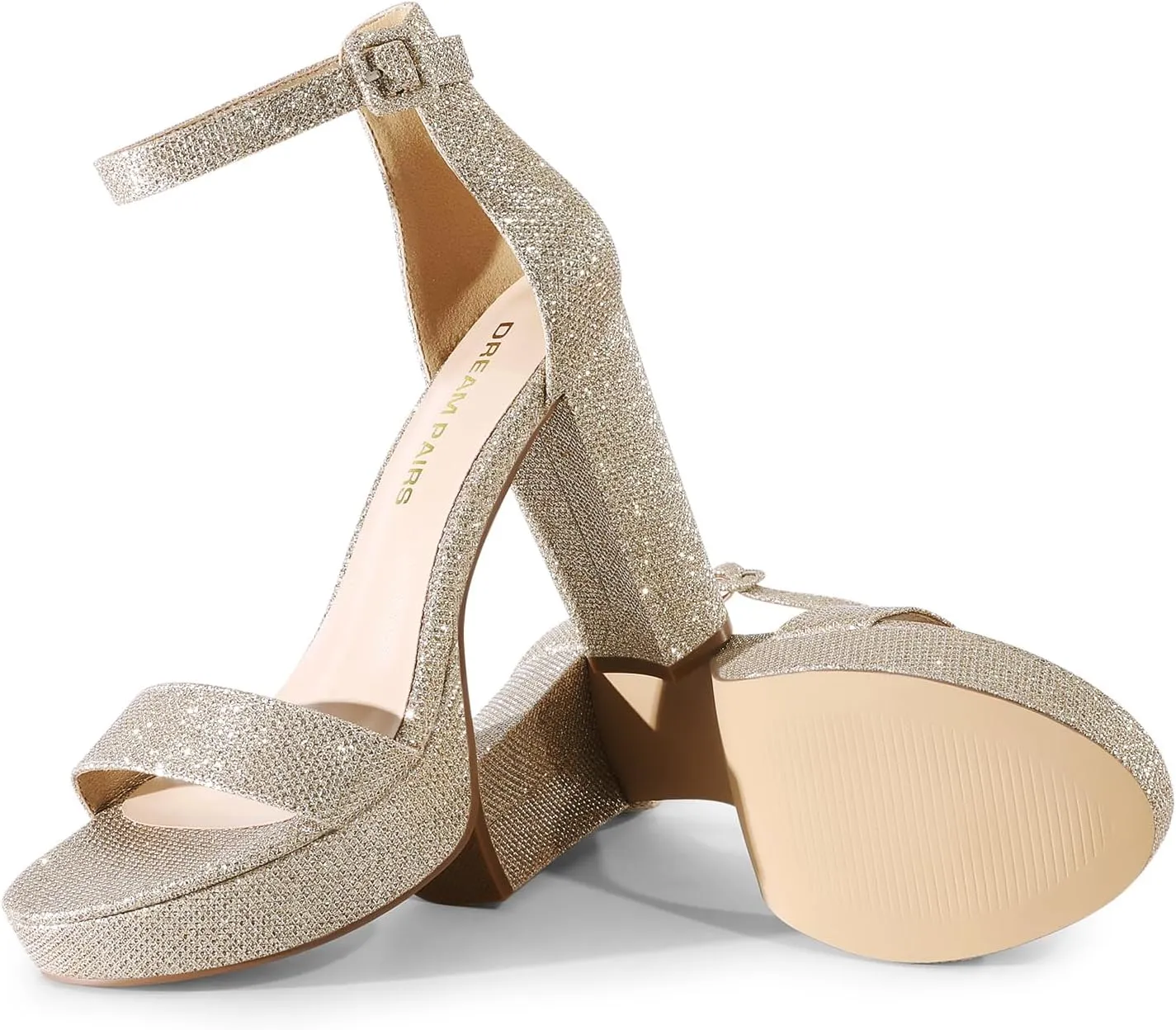 DREAM PAIRS Women's Platform Chunky High Heeled Sandals Open Toe Block Heels Ankle Strap Dress Shoes for Wedding Party Evening