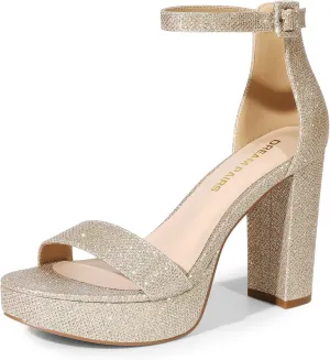 DREAM PAIRS Women's Platform Chunky High Heeled Sandals Open Toe Block Heels Ankle Strap Dress Shoes for Wedding Party Evening