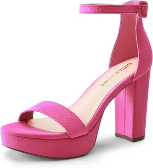 DREAM PAIRS Women's Platform Chunky High Heeled Sandals Open Toe Block Heels Ankle Strap Dress Shoes for Wedding Party Evening