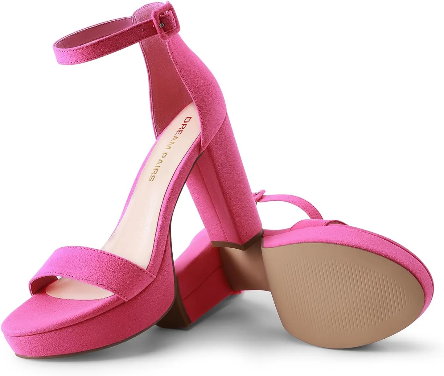 DREAM PAIRS Women's Platform Chunky High Heeled Sandals Open Toe Block Heels Ankle Strap Dress Shoes for Wedding Party Evening