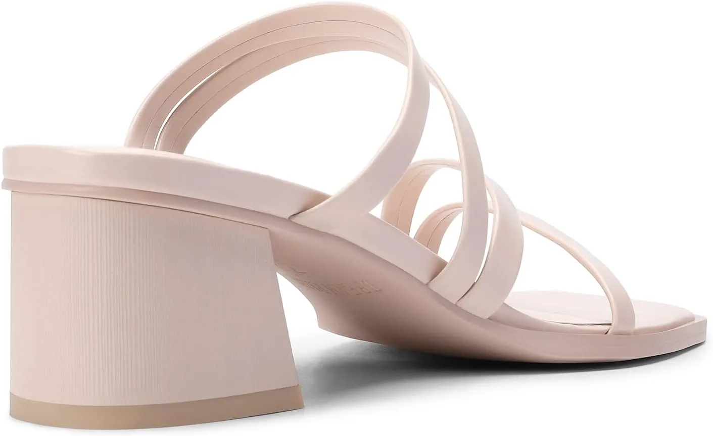 DREAM PAIRS Women's Strappy Heels Block Open Toe Low Heel Chunky Mules Sandals Dress Shoes