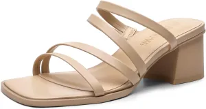 DREAM PAIRS Women's Strappy Heels Block Open Toe Low Heel Chunky Mules Sandals Dress Shoes