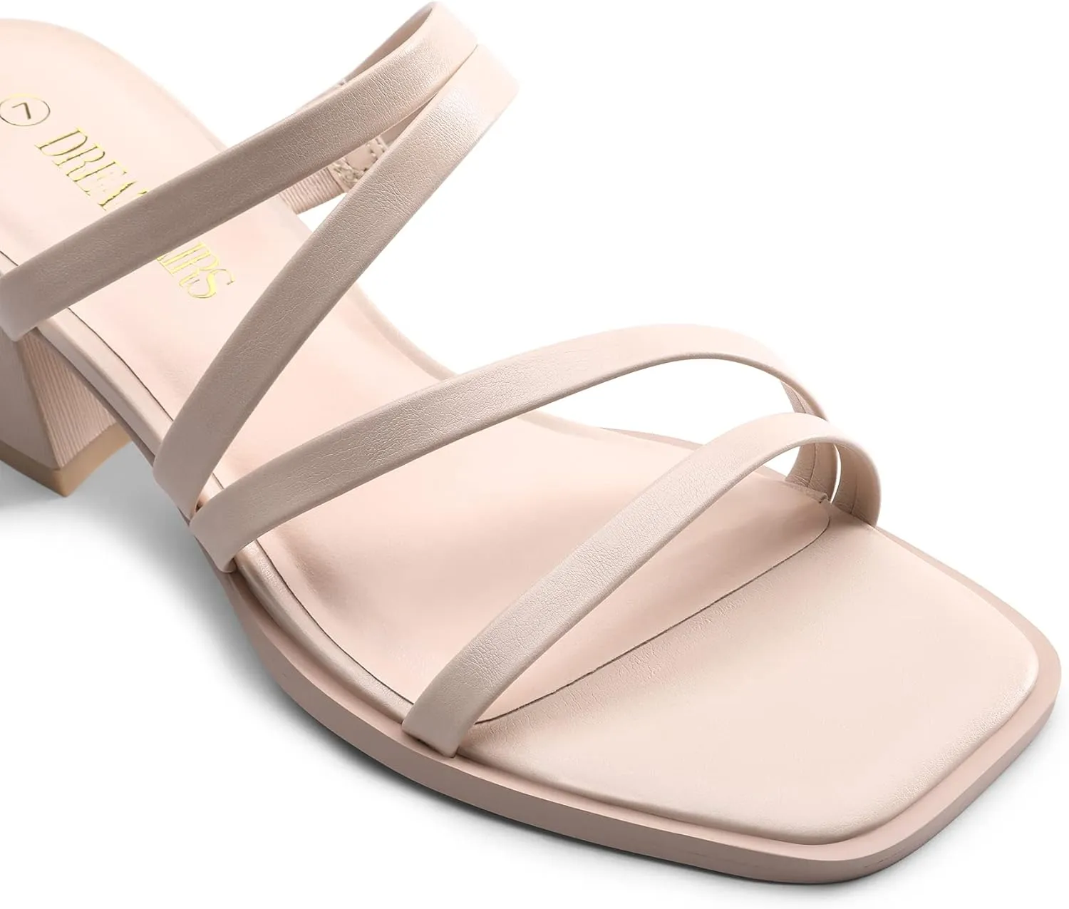 DREAM PAIRS Women's Strappy Heels Block Open Toe Low Heel Chunky Mules Sandals Dress Shoes