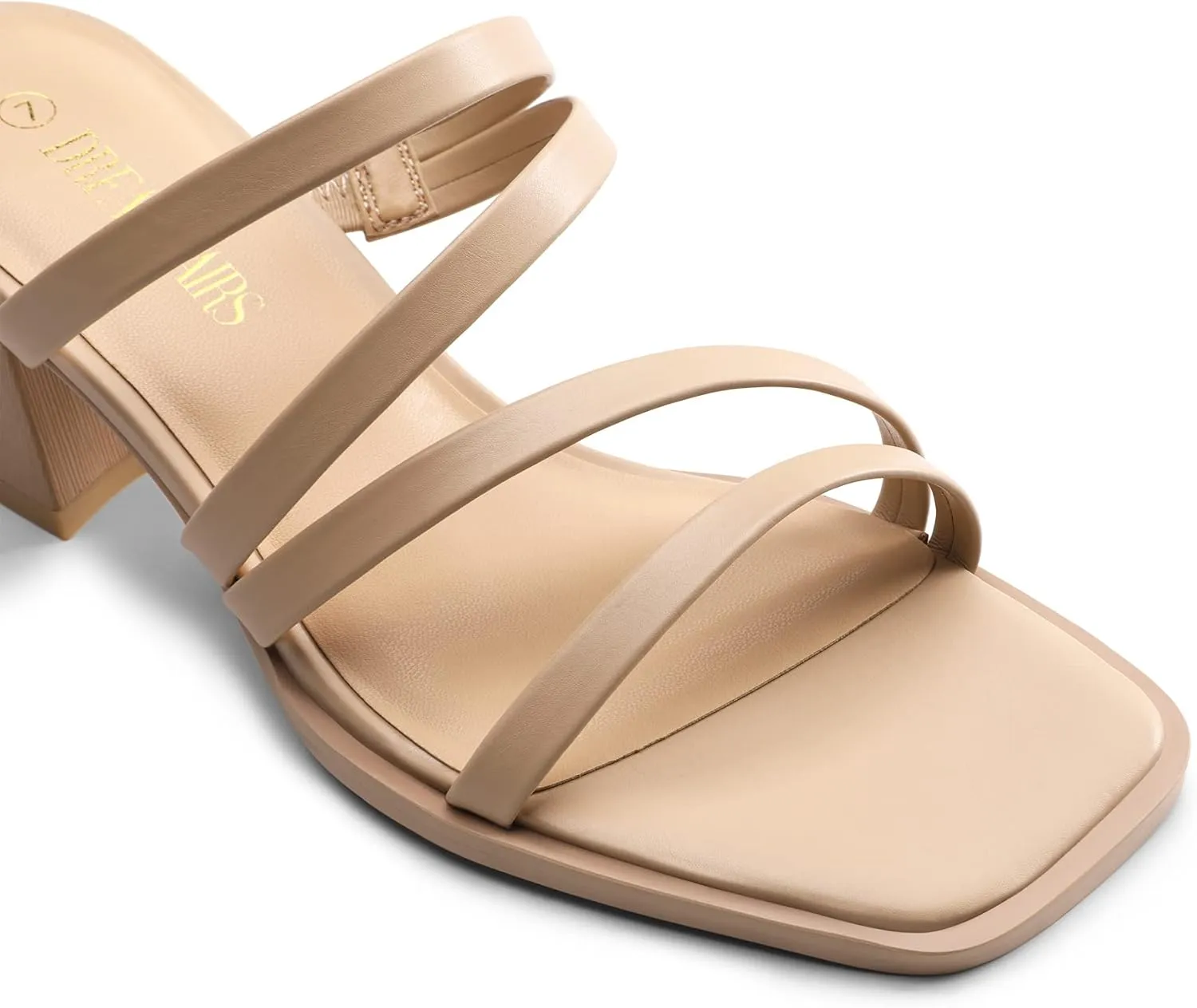 DREAM PAIRS Women's Strappy Heels Block Open Toe Low Heel Chunky Mules Sandals Dress Shoes