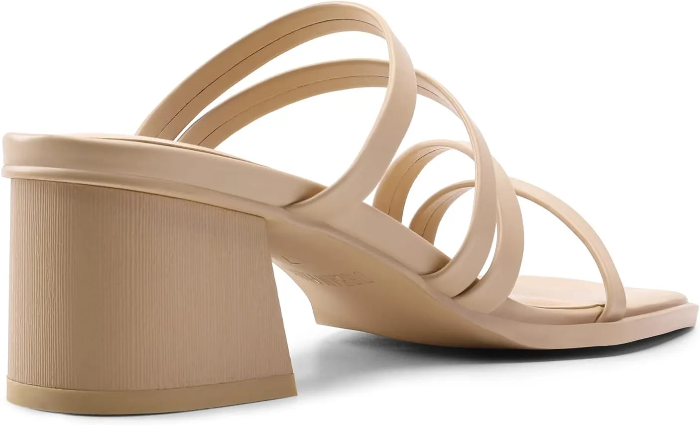 DREAM PAIRS Women's Strappy Heels Block Open Toe Low Heel Chunky Mules Sandals Dress Shoes