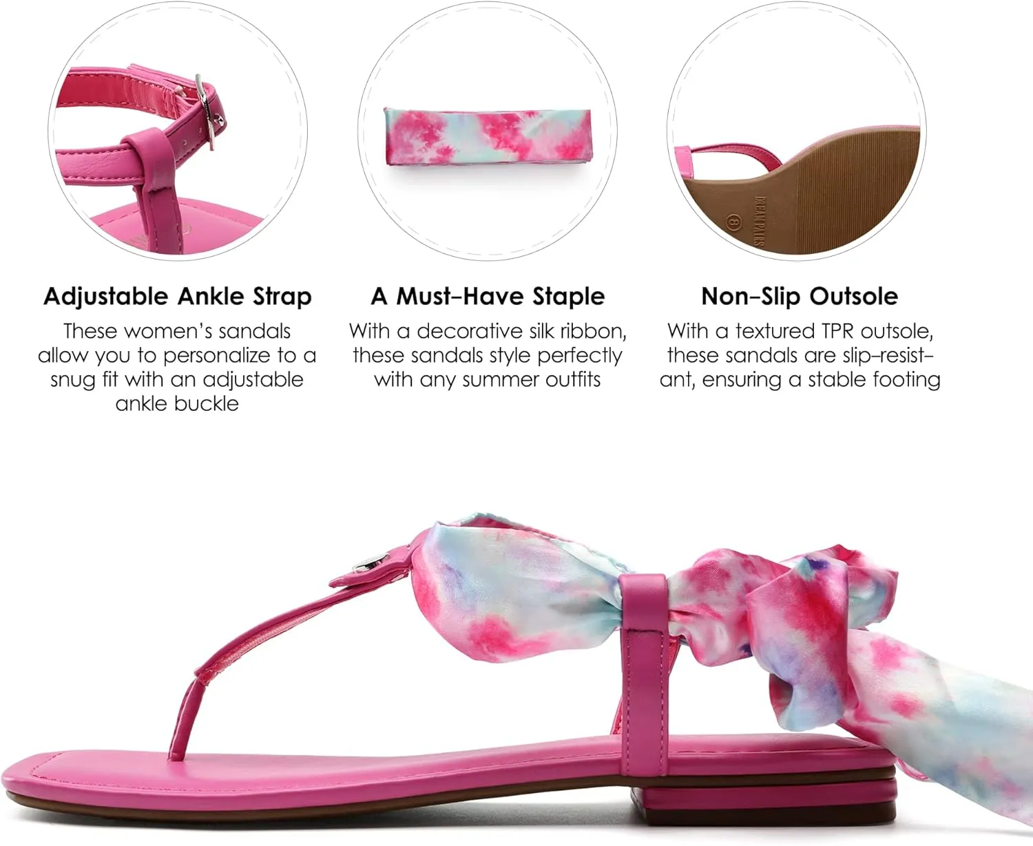 DREAM PAIRS Women's T-Strap Thong Flat Sandals with Cute Square Toe Strappy for Summer