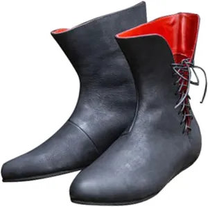 DUNHAO COS Medieval Men's Faux Leather Lace-up Boots Gothic Shoes