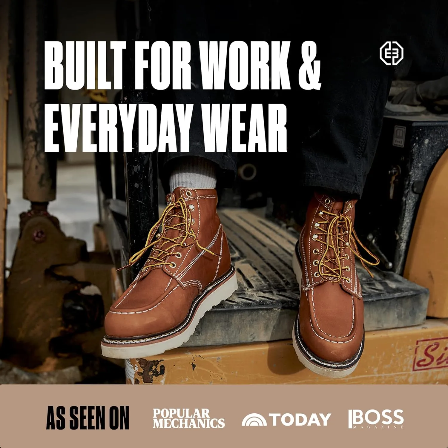 EverBoots Mens Work Boots for Men, Leather EverFit Lightweight Comfort Boot, Anti Slip & Shock Absorption, Soft Oil Grain, Goodyear Welt, Industrial Construction, Roofing, Electrician