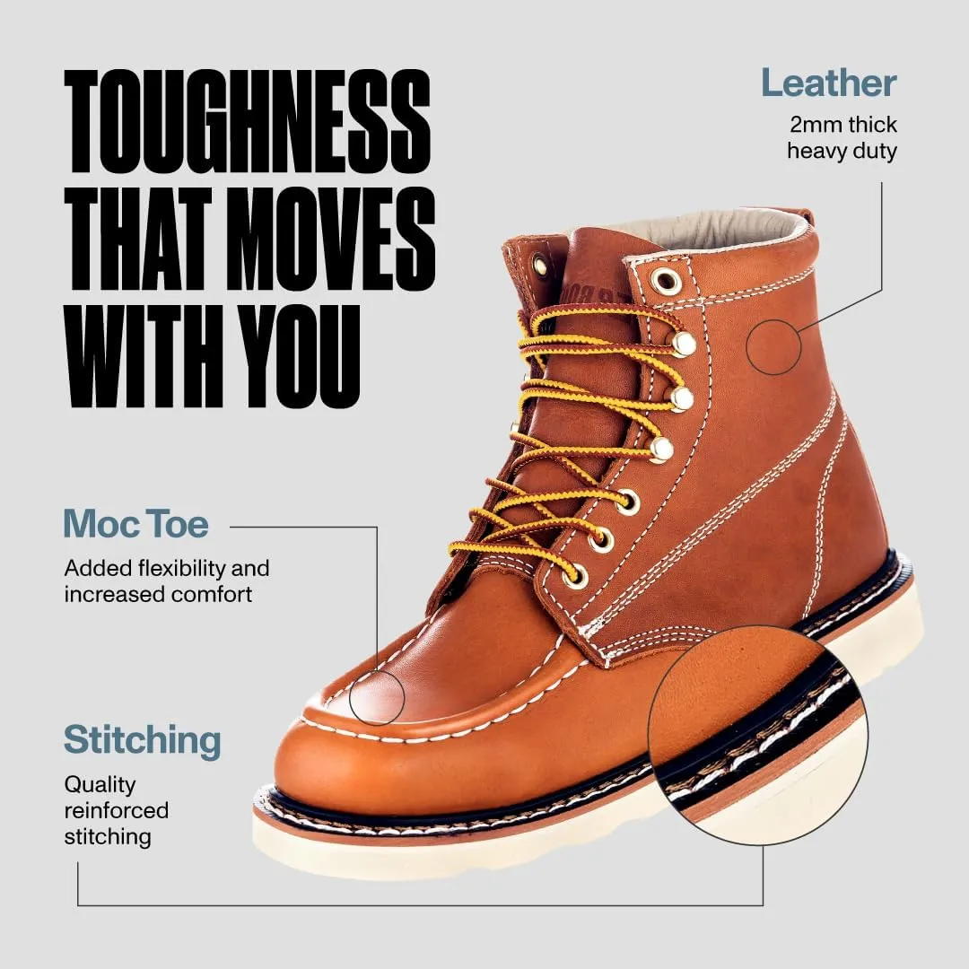 EverBoots Mens Work Boots for Men, Leather EverFit Lightweight Comfort Boot, Anti Slip & Shock Absorption, Soft Oil Grain, Goodyear Welt, Industrial Construction, Roofing, Electrician