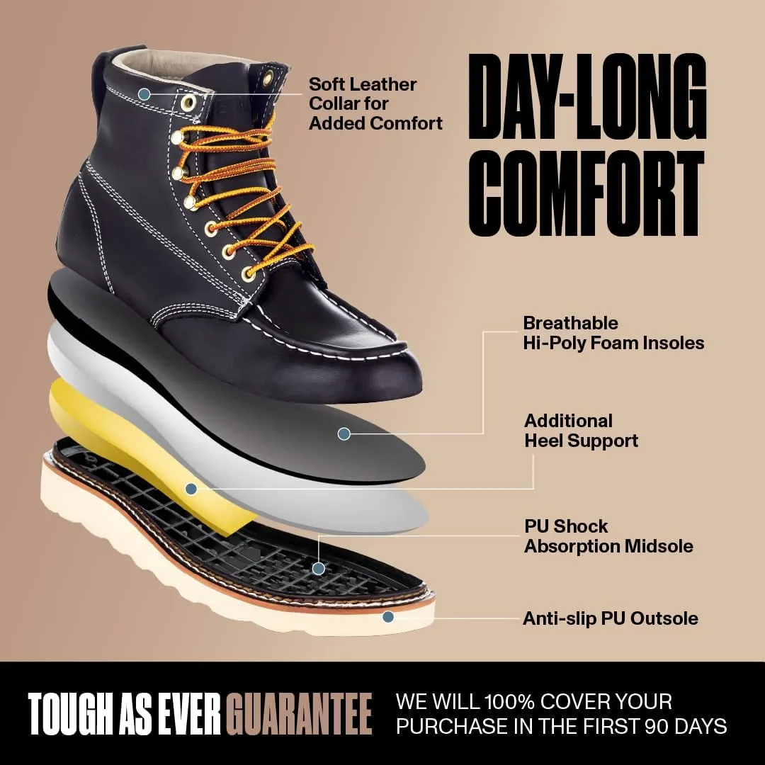 EverBoots Mens Work Boots for Men, Leather EverFit Lightweight Comfort Boot, Anti Slip & Shock Absorption, Soft Oil Grain, Goodyear Welt, Industrial Construction, Roofing, Electrician