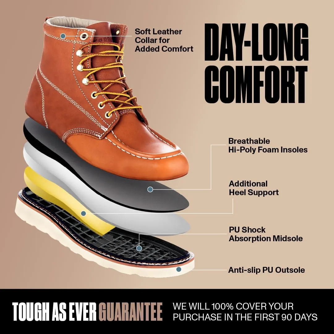 EverBoots Mens Work Boots for Men, Leather EverFit Lightweight Comfort Boot, Anti Slip & Shock Absorption, Soft Oil Grain, Goodyear Welt, Industrial Construction, Roofing, Electrician