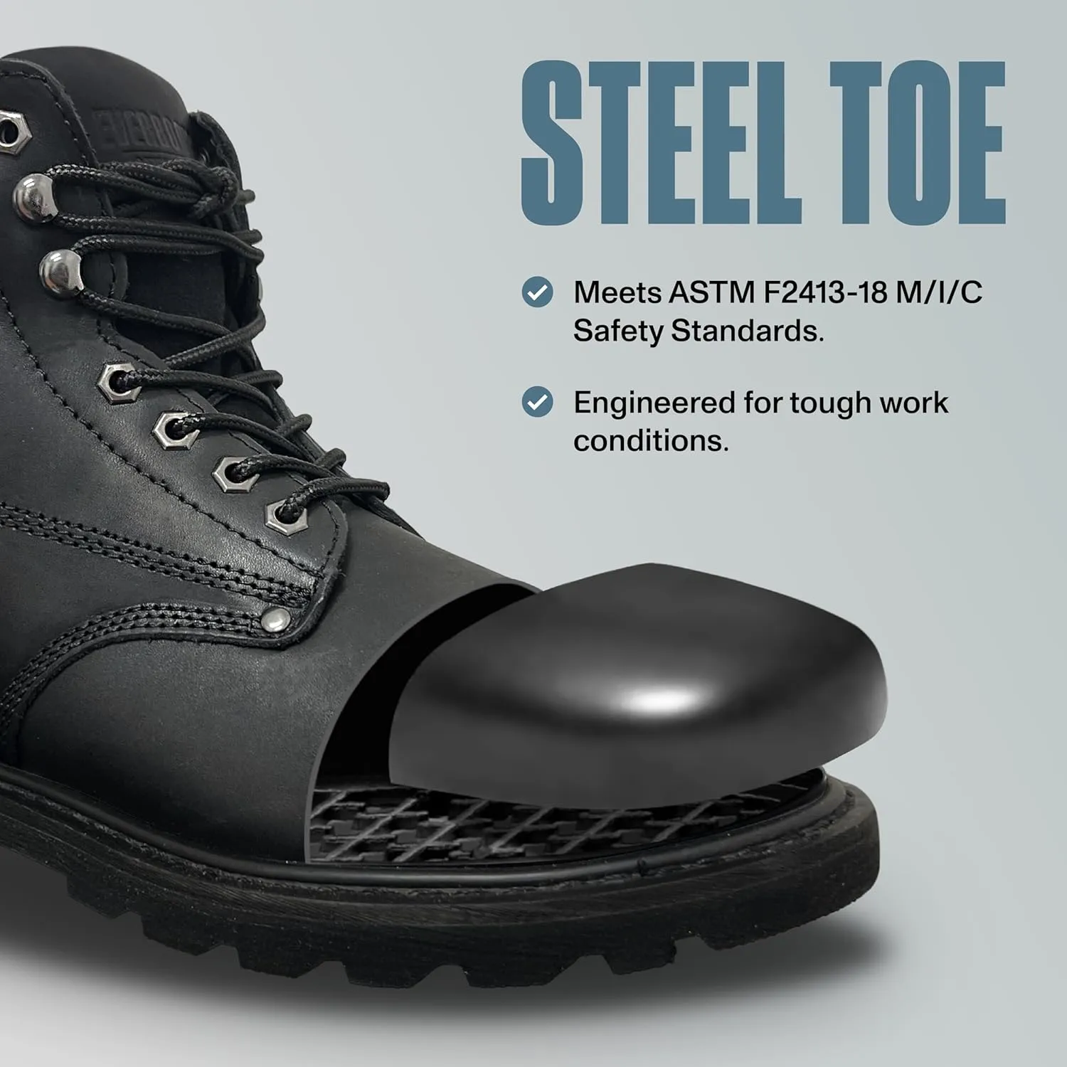 EVERBOOTS Tank S Steel Toe Work Boots for Men, EverFit Comfort Technology, Anti Slip Grip & Ultra Shock Absorption, Heavy Duty Leather Boot, Safety Industrial Workwear Construction