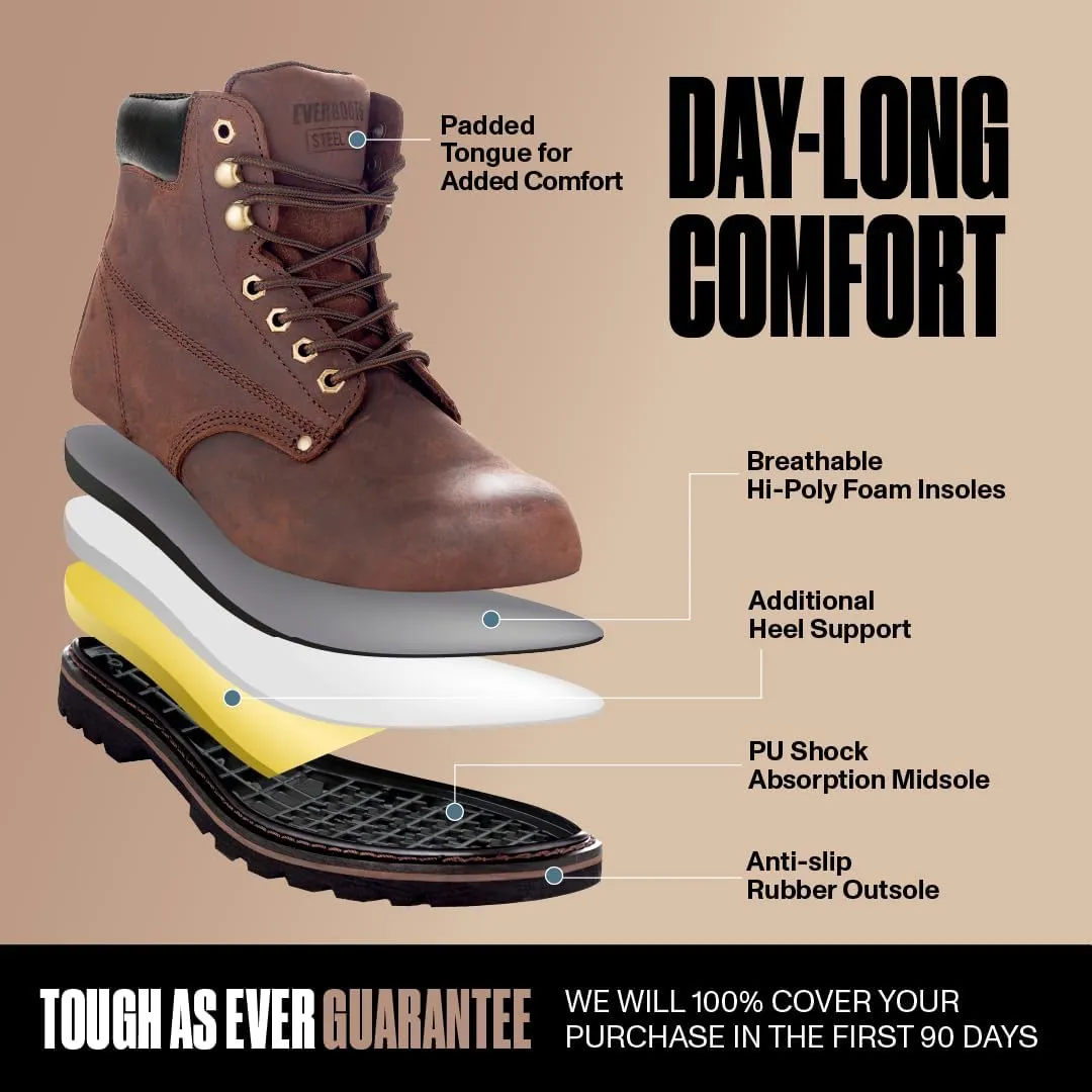 EVERBOOTS Tank S Steel Toe Work Boots for Men, EverFit Comfort Technology, Anti Slip Grip & Ultra Shock Absorption, Heavy Duty Leather Boot, Safety Industrial Workwear Construction