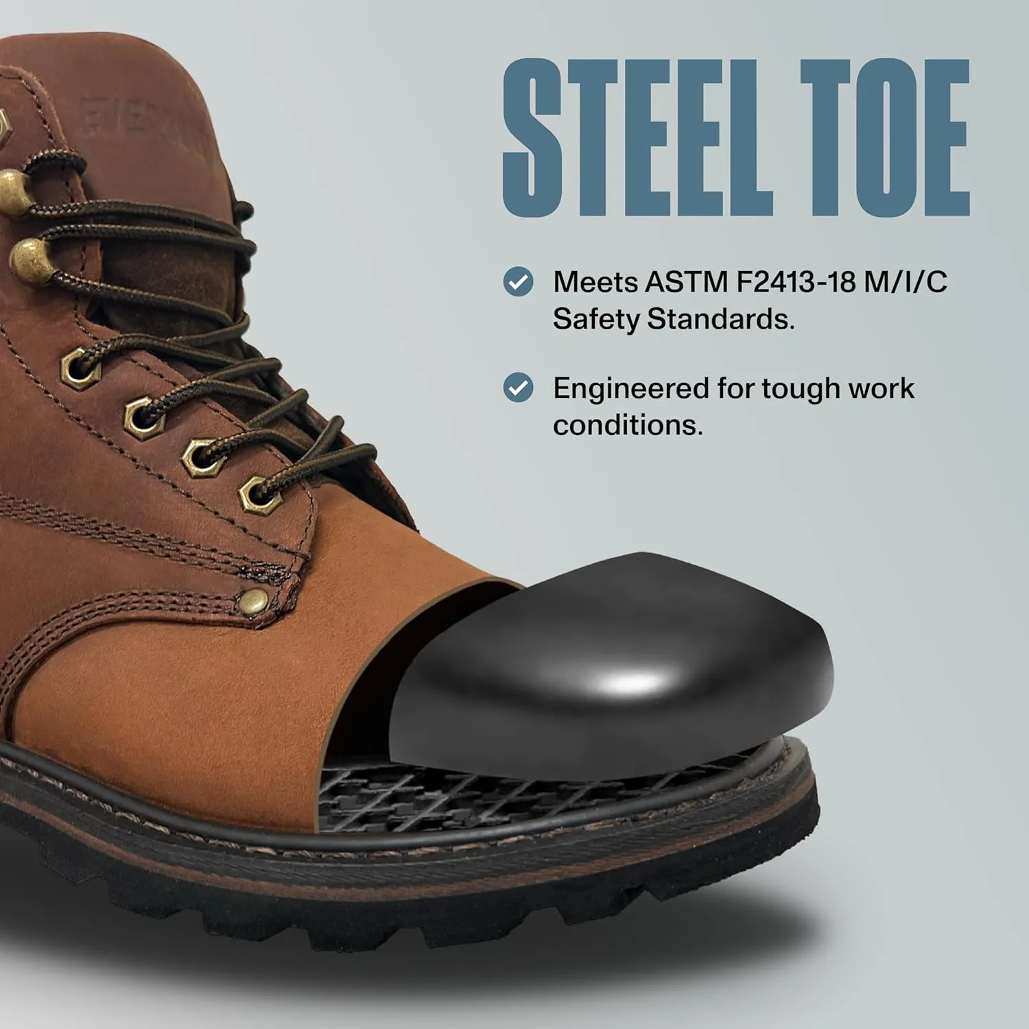 EVERBOOTS Tank S Steel Toe Work Boots for Men, EverFit Comfort Technology, Anti Slip Grip & Ultra Shock Absorption, Heavy Duty Leather Boot, Safety Industrial Workwear Construction