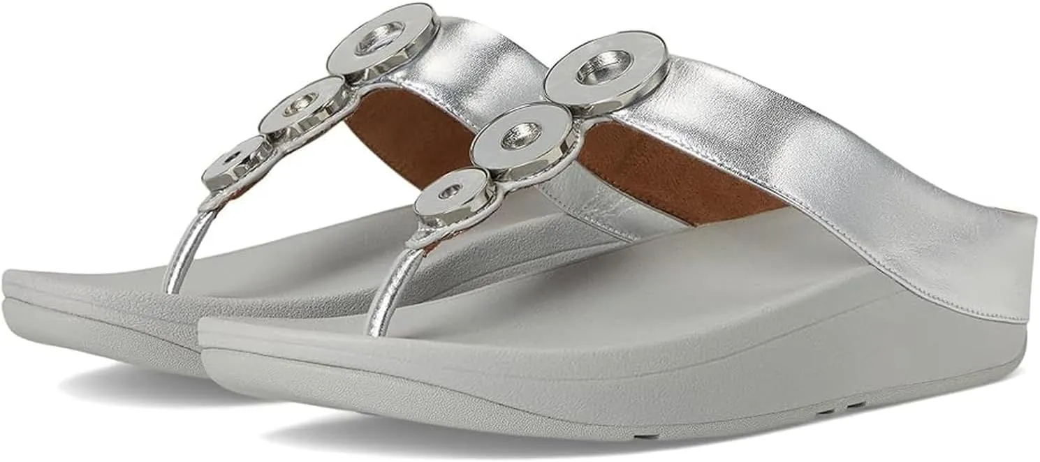FitFlop Women's Fino Resin-Hoop Leather Toe-Post Sandals Wedge