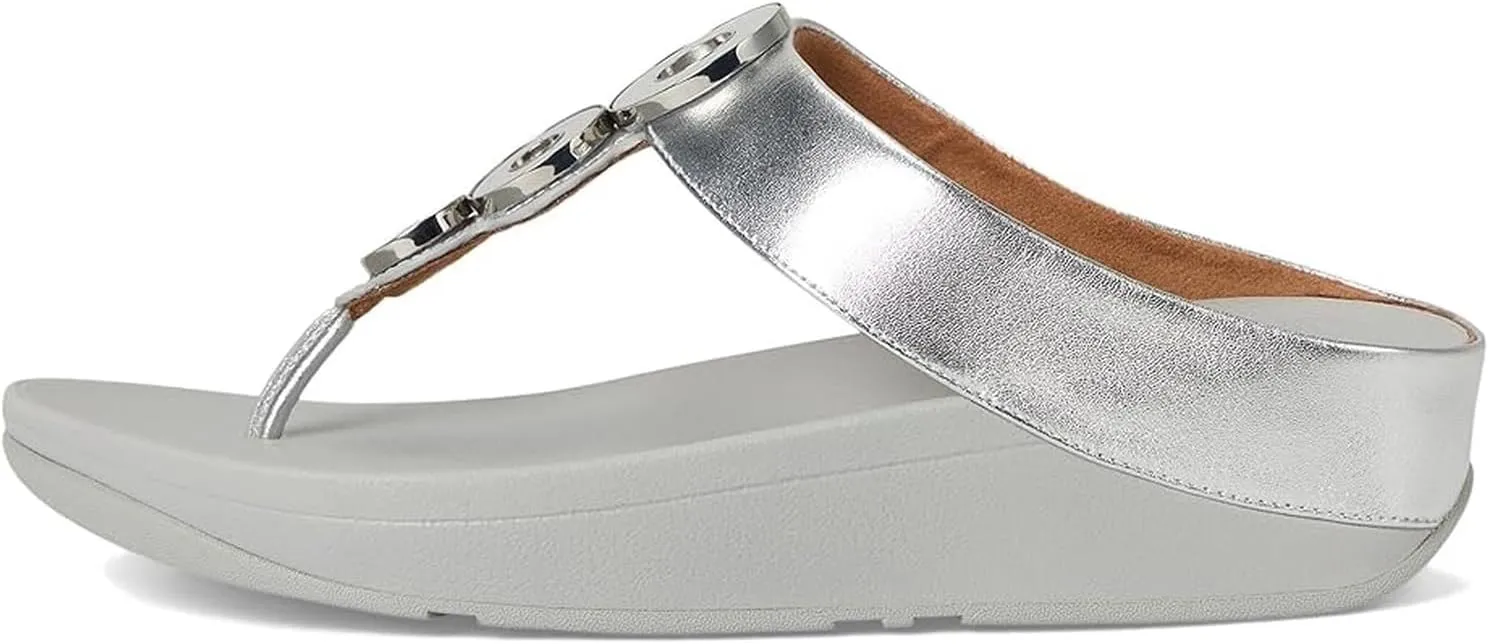 FitFlop Women's Fino Resin-Hoop Leather Toe-Post Sandals Wedge