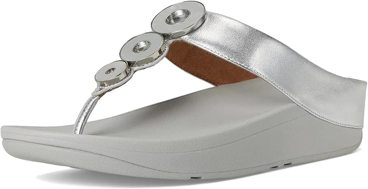 FitFlop Women's Fino Resin-Hoop Leather Toe-Post Sandals Wedge