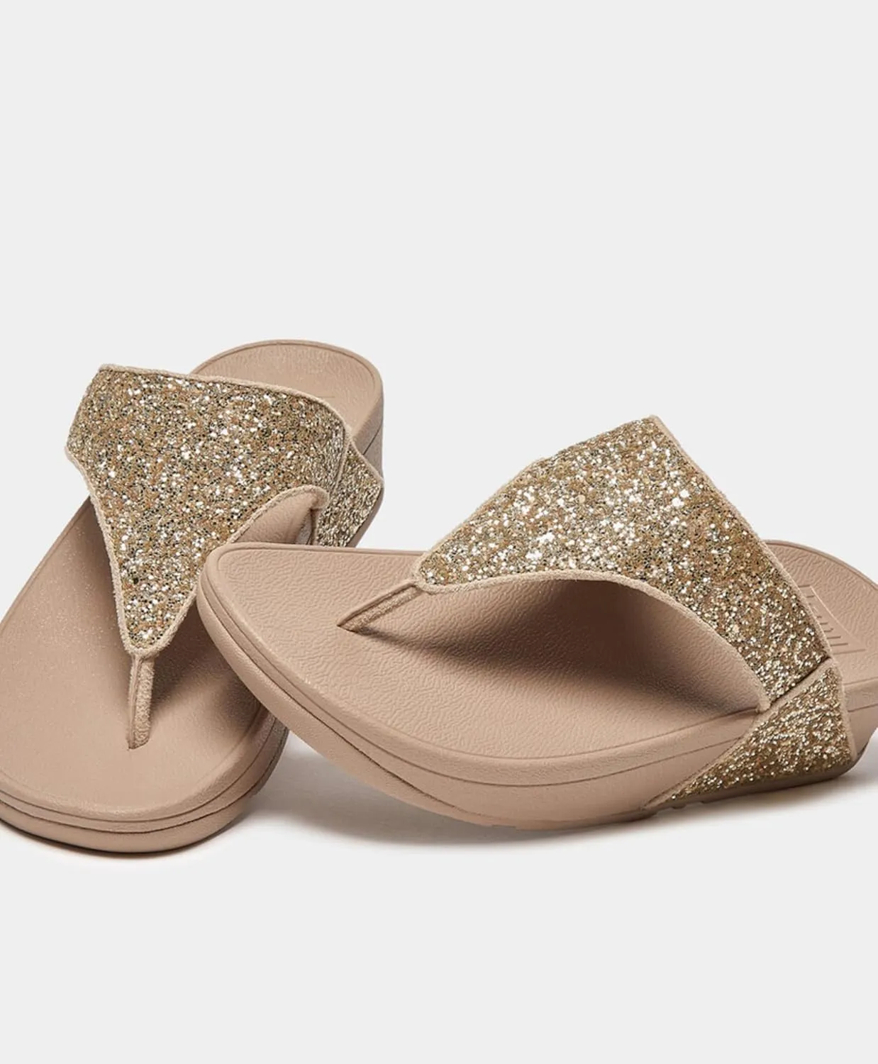 FitFlop Women's Lulu Glitter Toe-Post Sandals Wedge