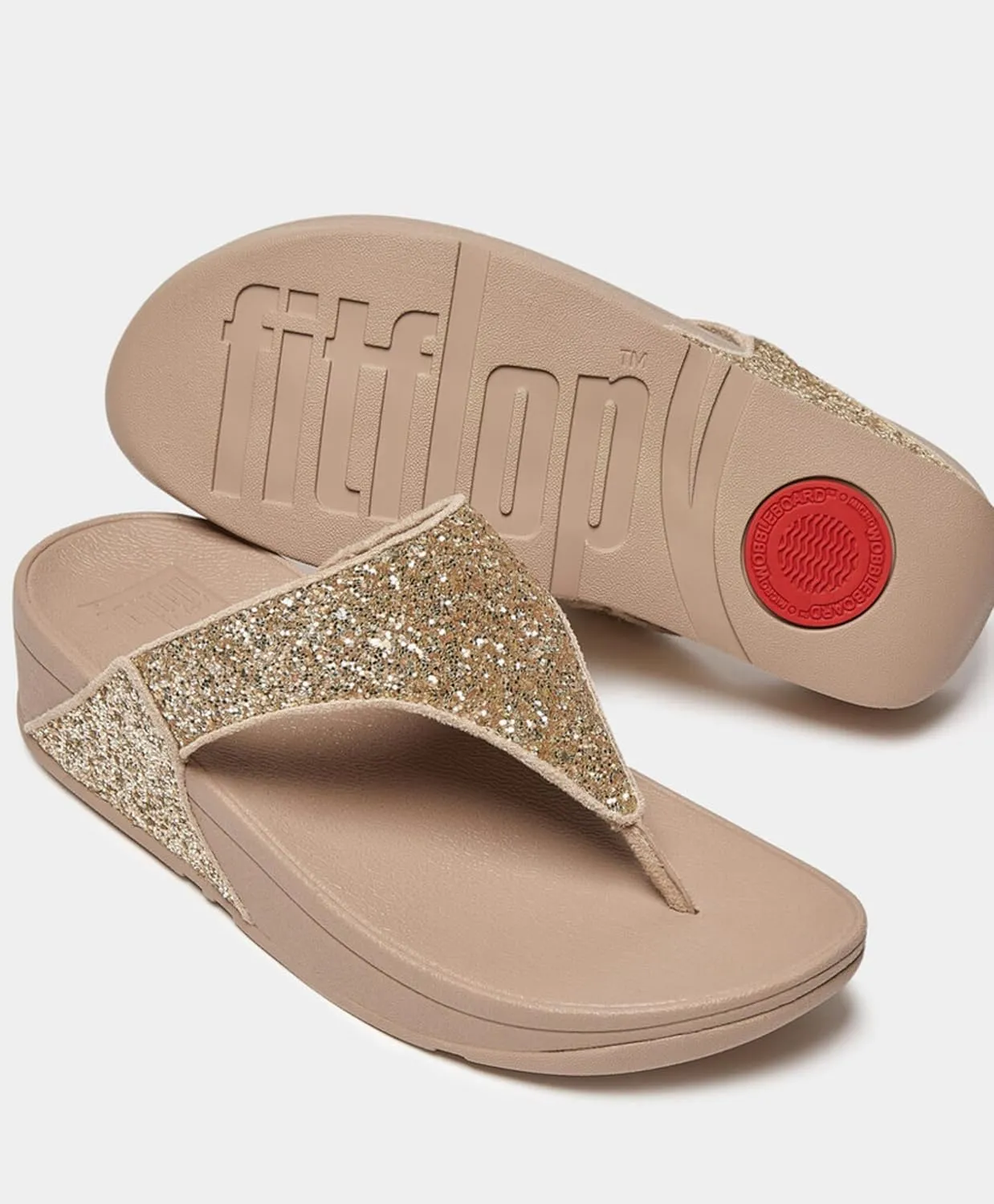 FitFlop Women's Lulu Glitter Toe-Post Sandals Wedge