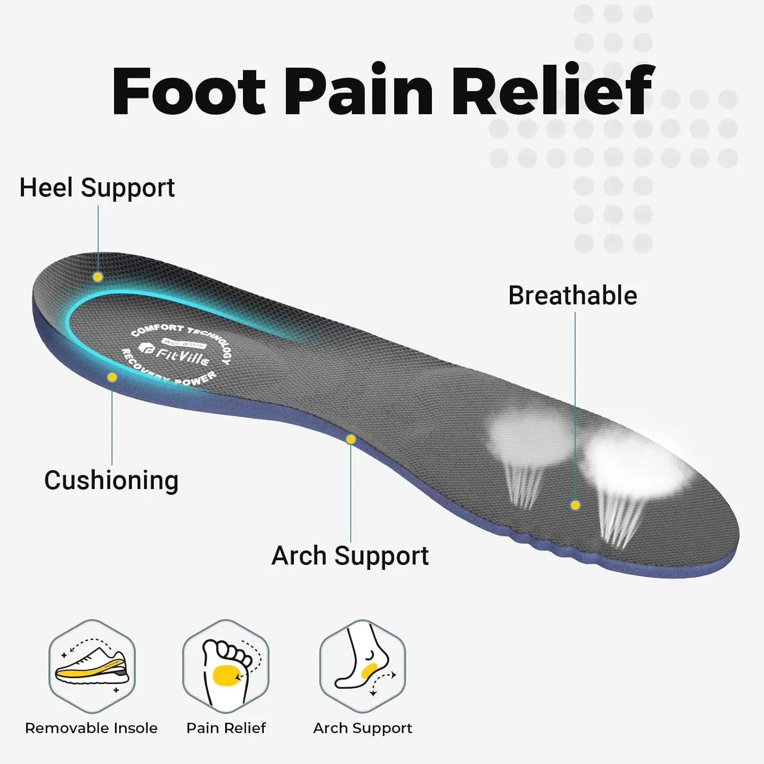 FitVille Extra Wide Walking Shoes for Men Wide Width Air Cushion Sneakers Gym Workout Shoes for Plantar Fasciitis - HeelAero V1