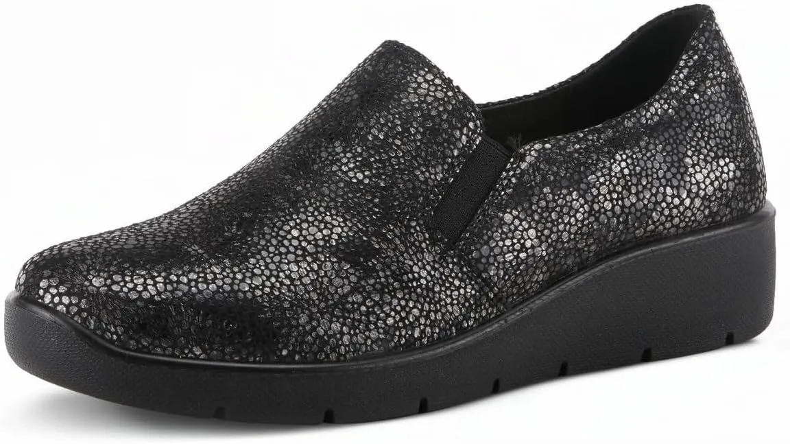 Flexus Spring Step Pellegrini Women's Loafer - Embossed Clogs Platform Loafers for Women - Stretchable Casual Slip On Shoes