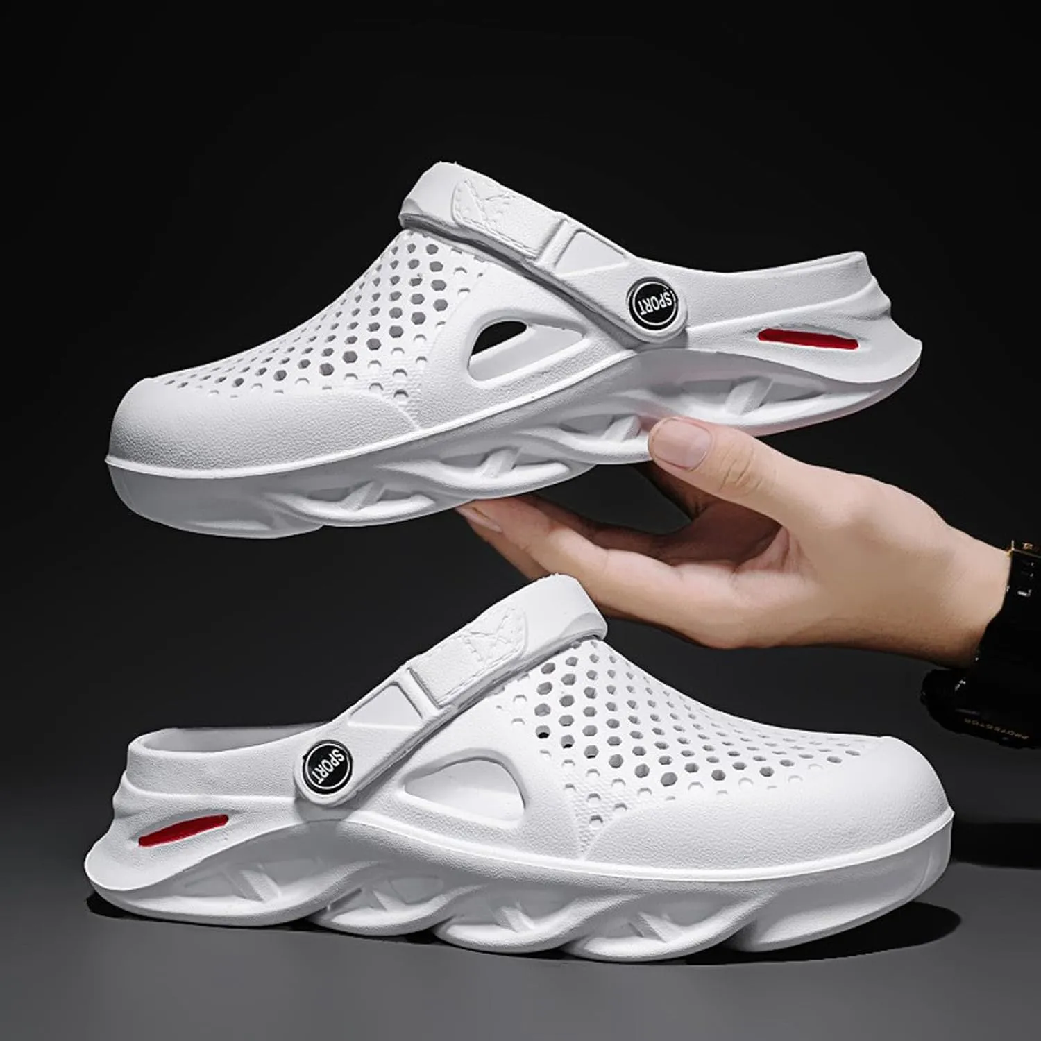 FLIOZY Mens Casual Sandals Breathable Mesh Walking Mules Sneakers Open Back Slip On Shoes Quick-Dry Slippers