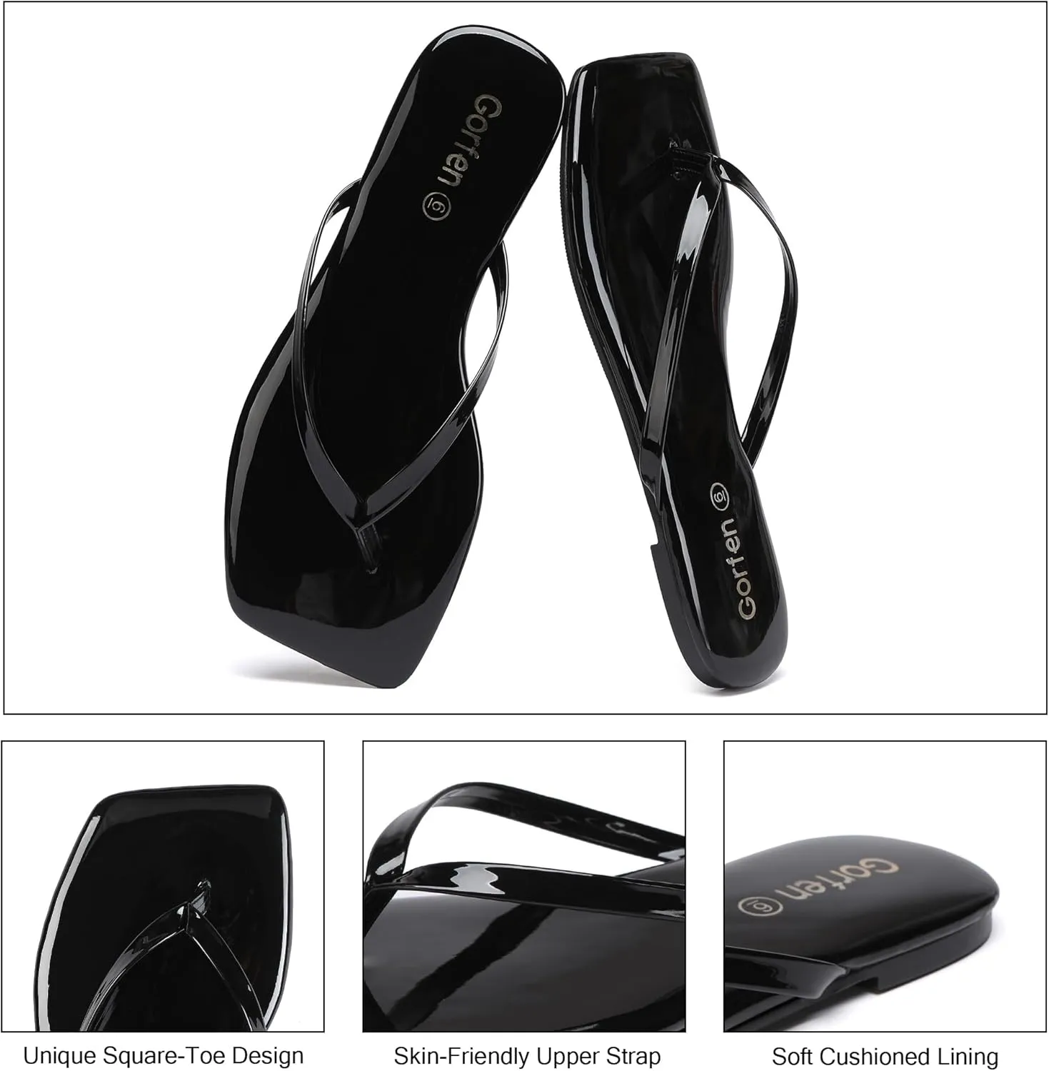 Flip Flops for Women Comfortable Square Toe Casual Beach Sandals Summer Outdoor and Everyday Wear